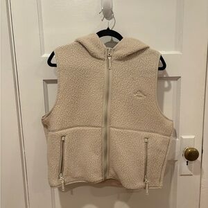 Cream Sherpa Zip-Up Vest with Hood